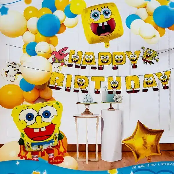 SpongeBob Birthday Party Decoration Kit | SpongeBob Happy Birthday Banner | Cartoon Themed Balloons | Kids Party Decorations | SpongeBob SquarePants Birthday Supplies