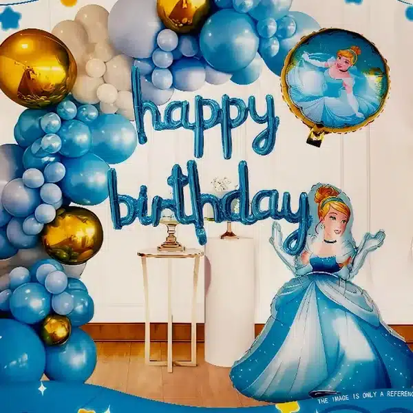 Cinderella-Themed Birthday Balloon Decoration Set for Kids' Parties