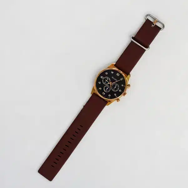 Stylish Brown Leather Strap Watch for Boys | Durable Analog Wristwatch with Classic Design