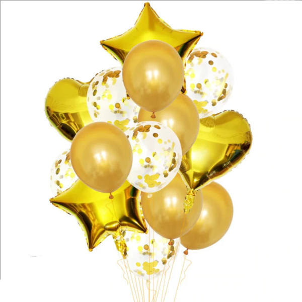 Golden Confetti Balloons for Premium Party Decorations – Perfect for Weddings, Birthdays, Baby Showers, and Celebrations